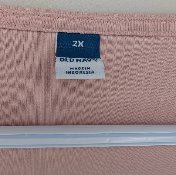 Old Navy Pink Long-Sleeve Square-Neck Rib-Knit Snap Bodysuit Women 2X - Picture 4 of 9